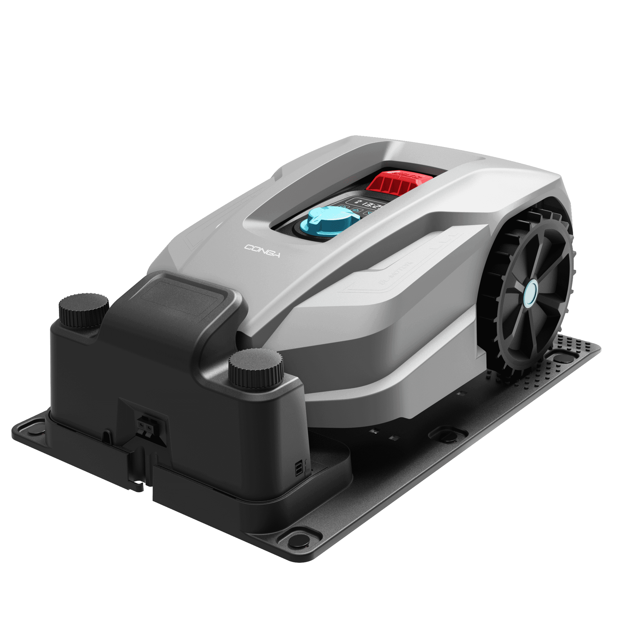 Cecotec Conga GrassHopper 800 Connected, robot cortacésped gris con detalles turquesa