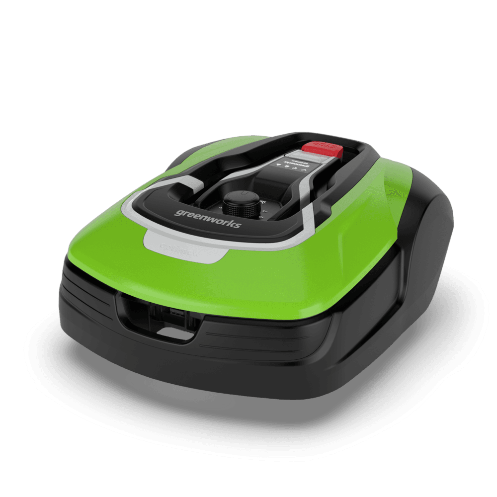Greenworks Optimow 15, robot cortacésped verde y negro compacto